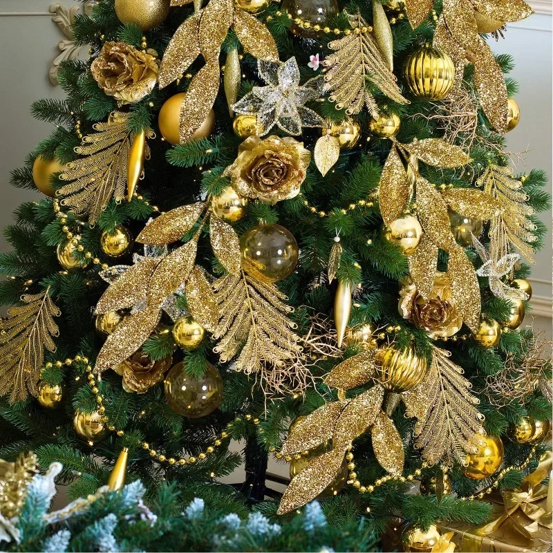10pcs Glitter Artificial Leaf  - đánh giá và giá Christmas Wreath Fake