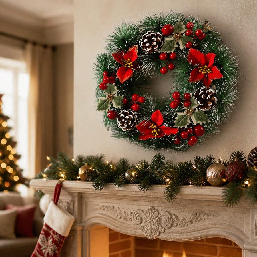 1Pc Christmas Wreath for Front - đánh giá và giá Christmas Wreath Fake
