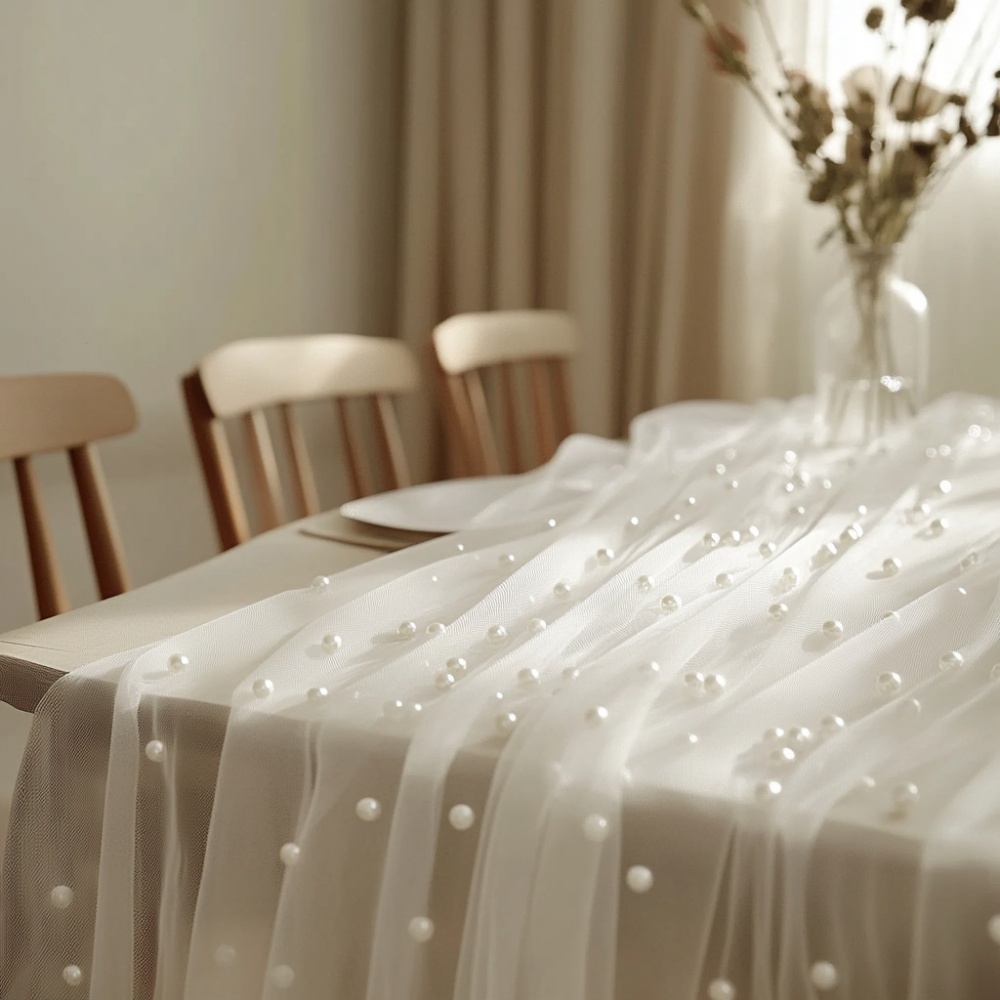 Pearl Chiffon Table Runner 80x - đánh giá và giá Christmas Table Runner