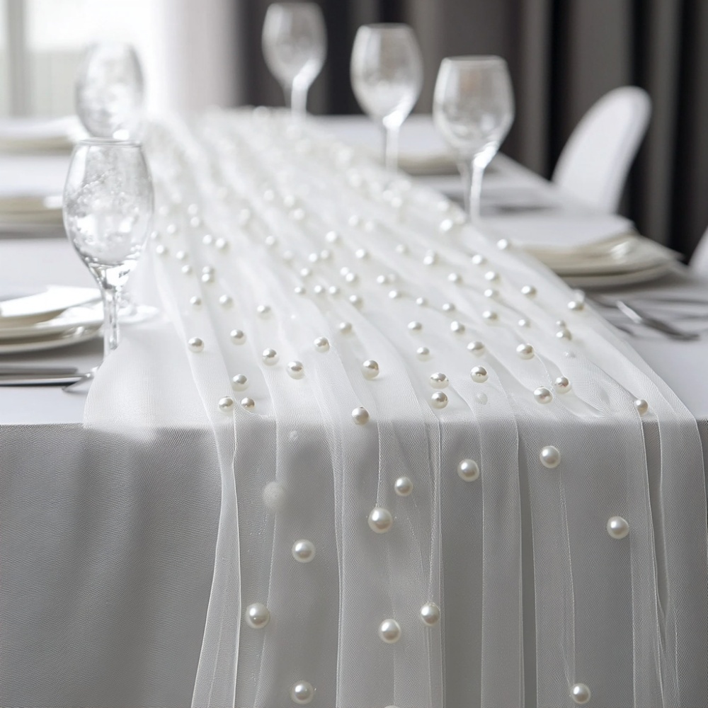 Pearl Chiffon Table Runner 80x - đánh giá và giá Christmas Table Runner